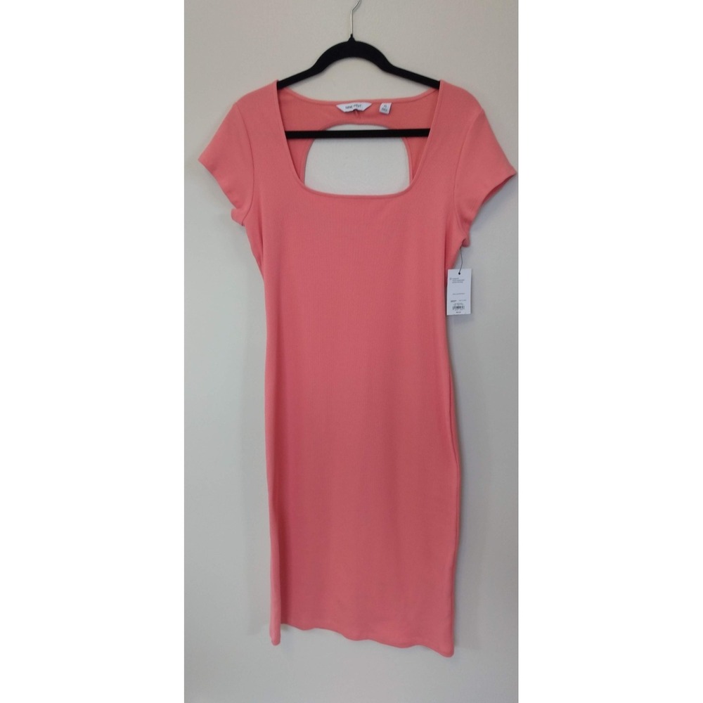 NWT $50 Coral Midi Bodycon‎ XL 90s/Y2K Minimalism Barbiecore Coastal Romantic